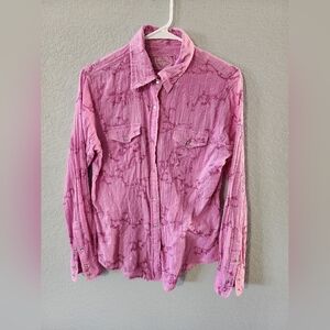 Pink Embellished Button-Up Shirt - Women's Top